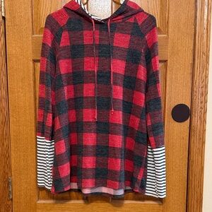 Lovely Melody Red and Black Plaid Hoodie